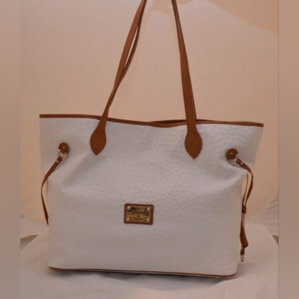 Valentina Osterage Leather Large Tote Italia Italy White Brown New Glam Animal